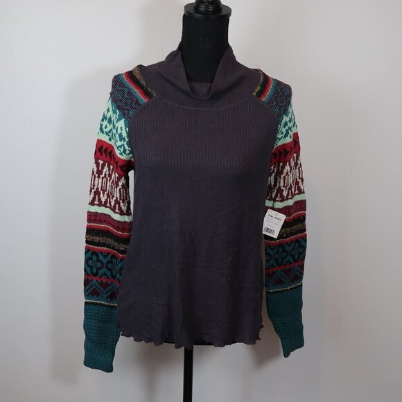 Free People Women's Prism Sweater Top Charcoal S - Picture 6 of 8